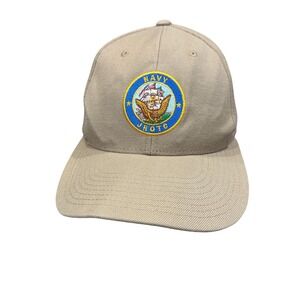 Vanguard Navy JROTC Hat Unisex OSFM Tan Excellent Embroidered Patch Baseball Cap